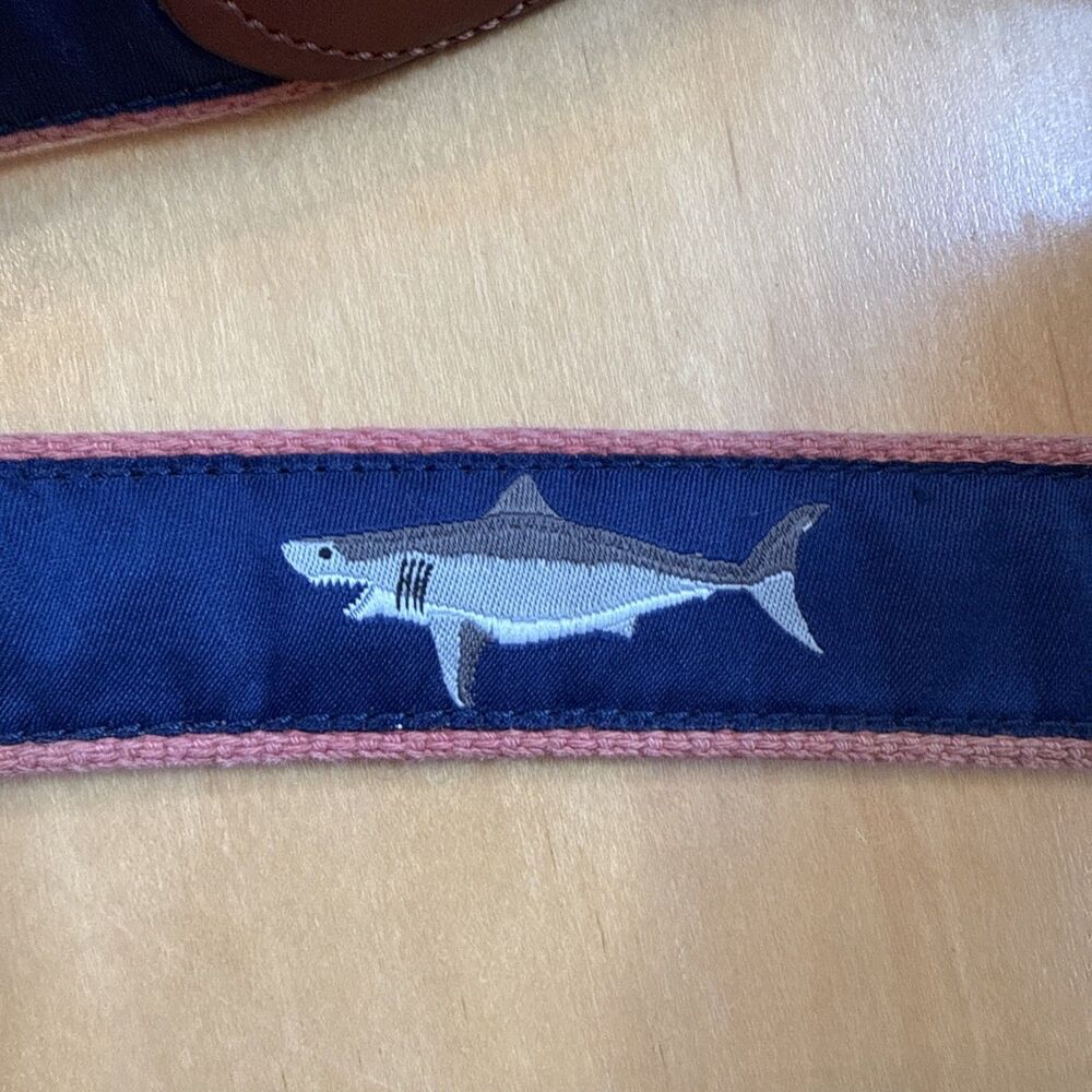 VINTAGE SHARK BELT LEATHER Leather Man Ltd CANVAS BLUE MEN’S BELT SIZE 48